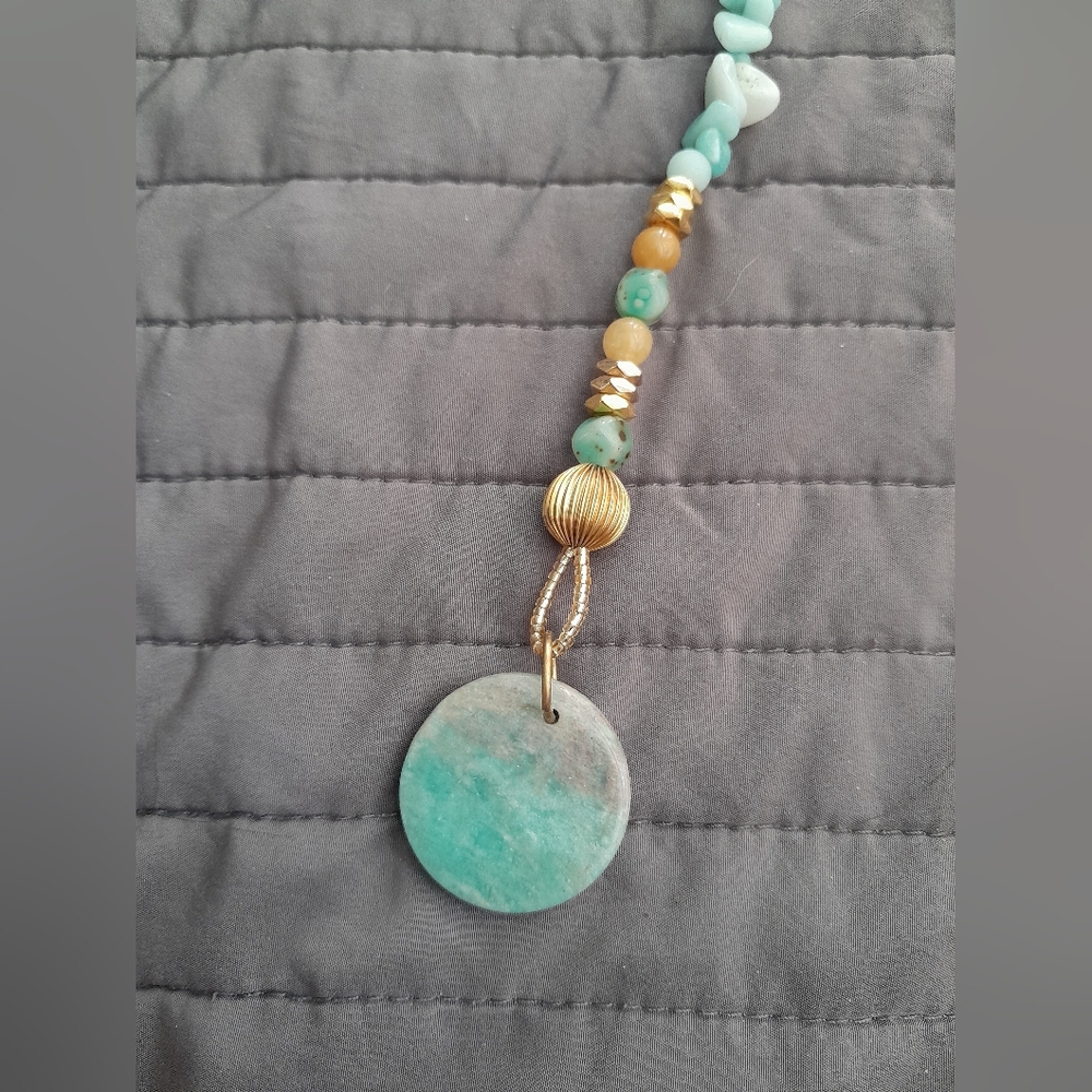 Handmade Amazonite w/Yellow Jade Sun Catcher - Picture 3 of 5